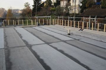 Supervisione del tetto dopo la posa della lamiera di fondo Casa unifamiliare sulla Rebenweg