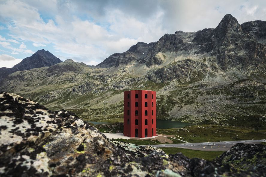 Vista dall'alto dell'interno della torre