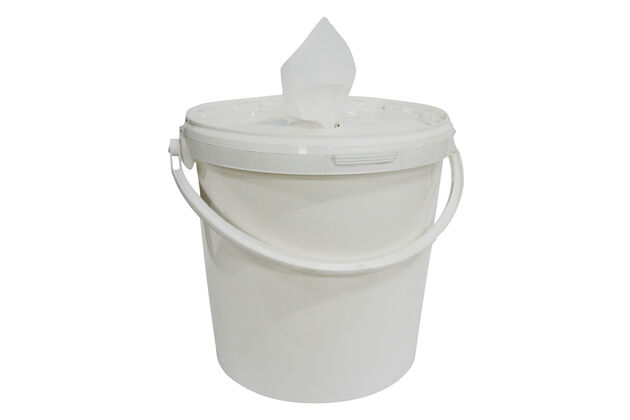 Guaine liquide Attrezzi Secchio di plastica e salviette di carta per la pulizia