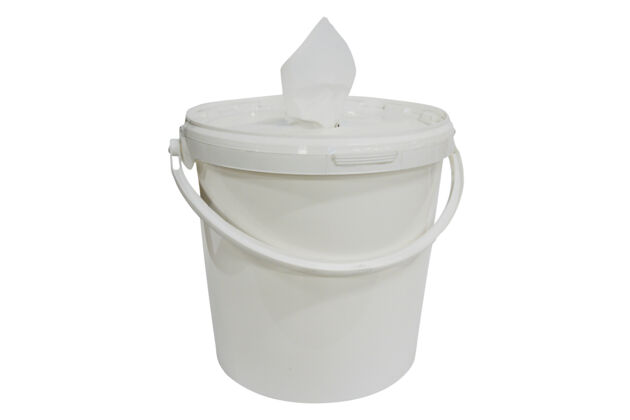 Etanch synth liq Outillage Seau en plastique avec chiffons de nettoyage en papier